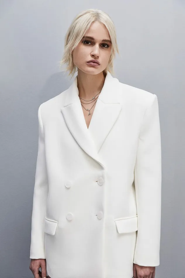 Patrizia Pepe Outerwear DoubleBreasted Over Peacoat White 8211 Women