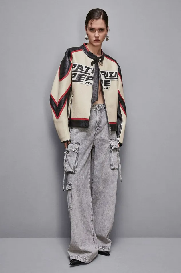 Patrizia Pepe Outerwear Leather Racing Biker Jacket J4g2 8211 Women
