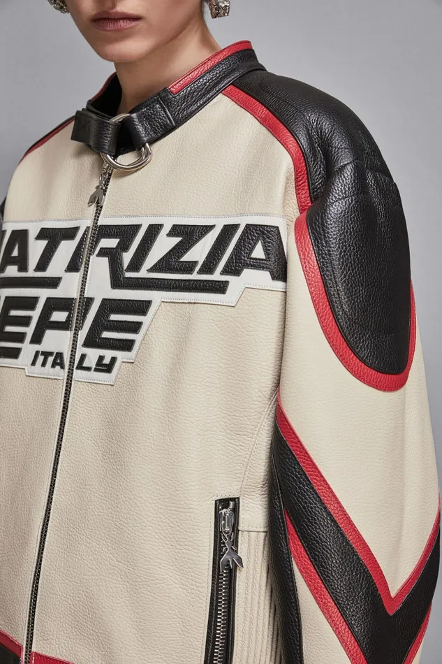 Patrizia Pepe Outerwear Leather Racing Biker Jacket J4g2 8211 Women