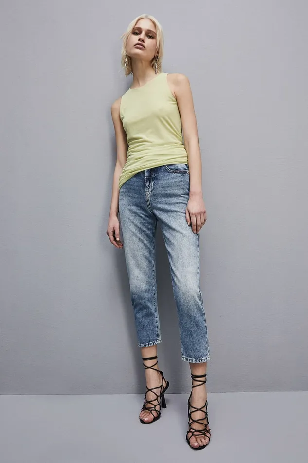 Patrizia Pepe Pants and Jeans High Waist Denim Pants Light Blue 8211 Women