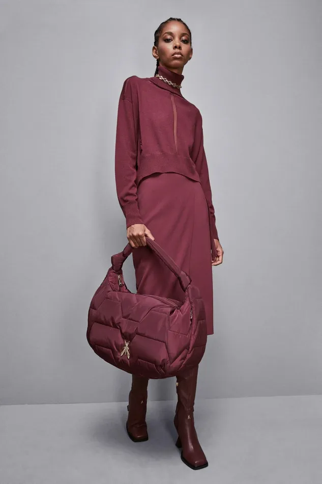 Patrizia Pepe Shoppers Nylon Shoulder Bag With Zipper Purple 8211 Women