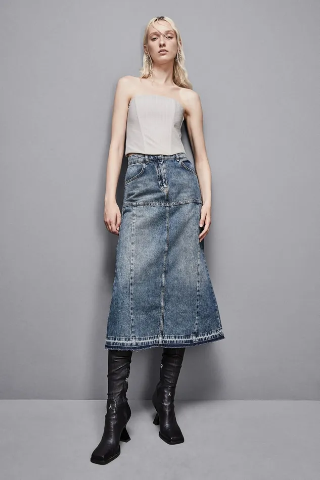 Patrizia Pepe Skirts Blue Jeans Midi Skirt Light Blue 8211 Women