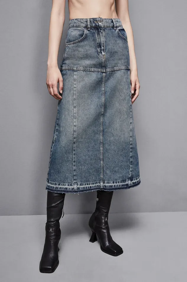 Patrizia Pepe Skirts Blue Jeans Midi Skirt Light Blue 8211 Women