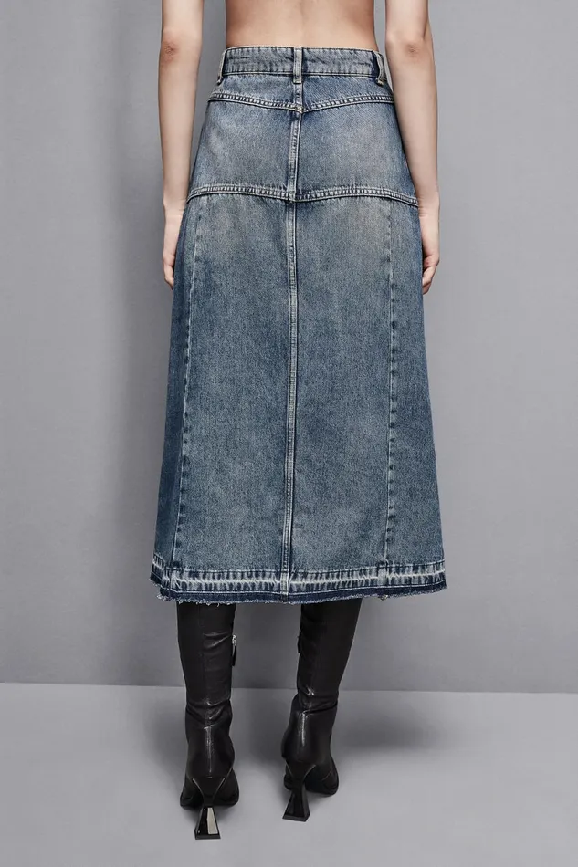 Patrizia Pepe Skirts Blue Jeans Midi Skirt Light Blue 8211 Women