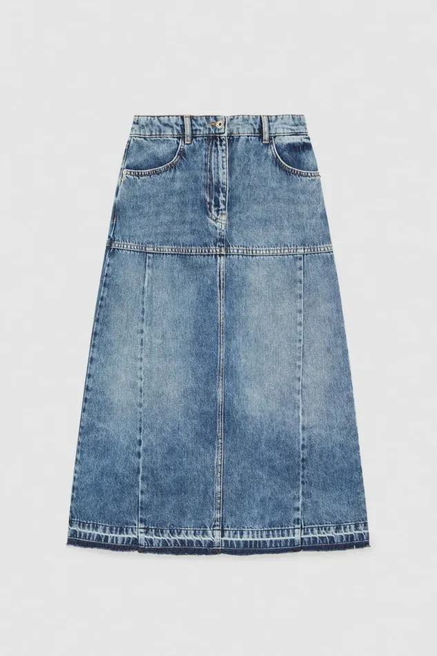 Patrizia Pepe Skirts Blue Jeans Midi Skirt Light Blue 8211 Women