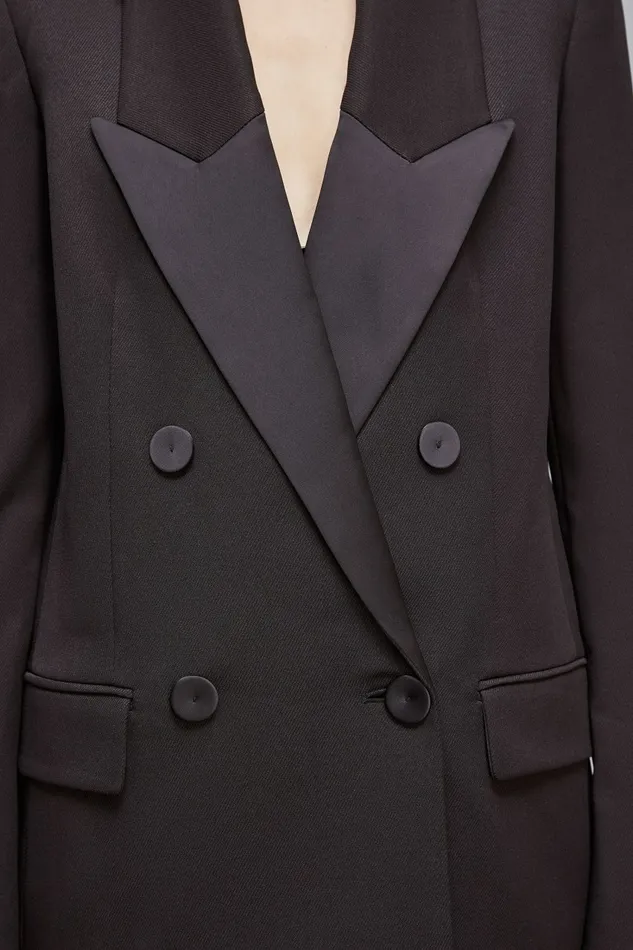 Patrizia Pepe Tailleur DoubleBreasted Smoking Jacket Black 8211 Women