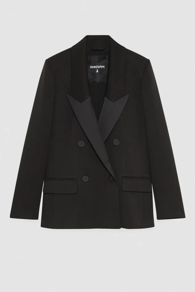 Patrizia Pepe Tailleur DoubleBreasted Smoking Jacket Black 8211 Women