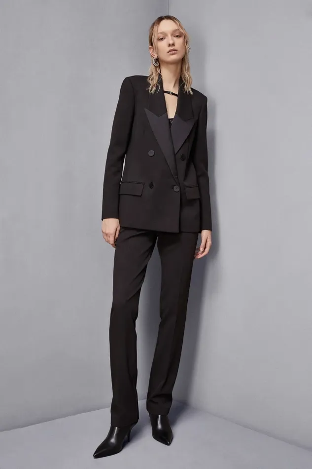 Patrizia Pepe Tailleur DoubleBreasted Smoking Jacket Black 8211 Women