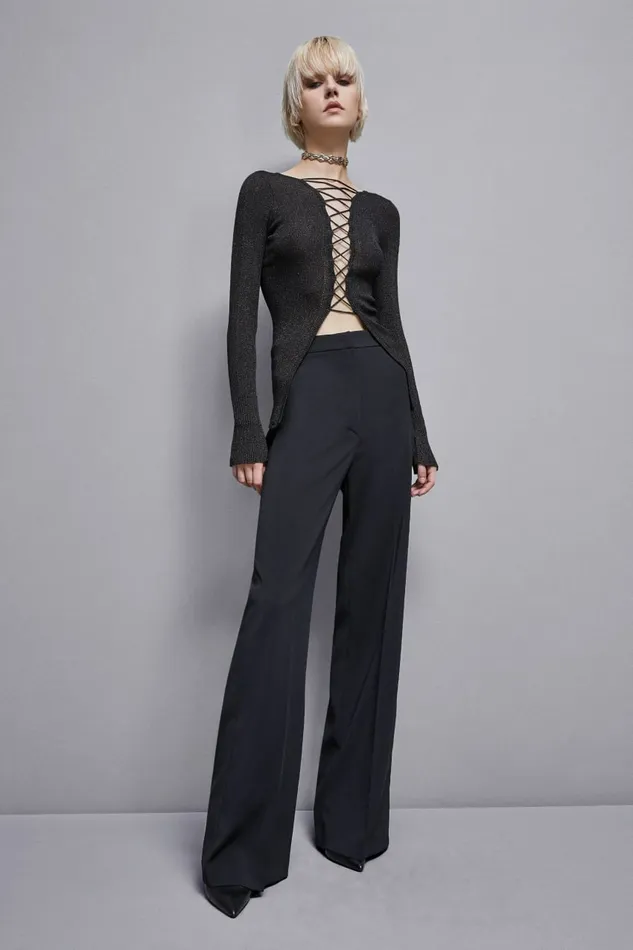 Patrizia Pepe Tailleur Essential Crepe PalazzoFit Pants Black 8211 Women