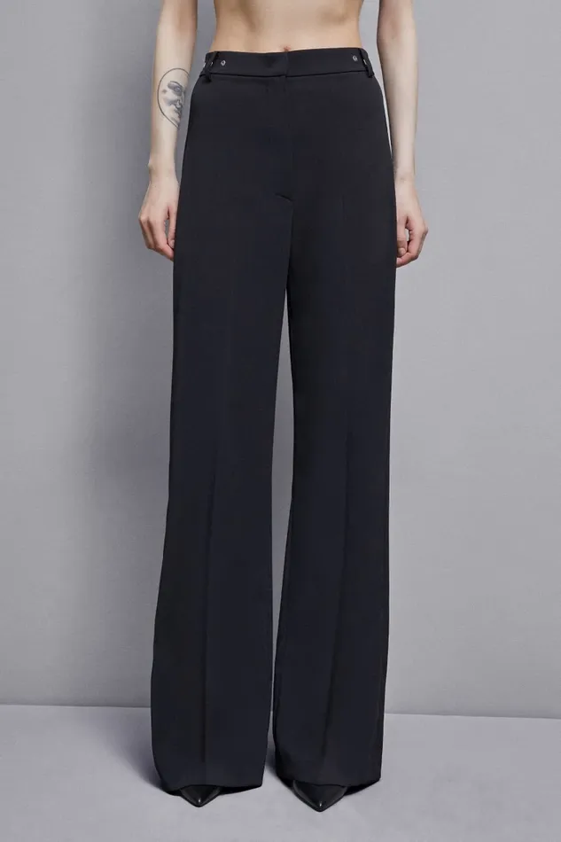 Patrizia Pepe Tailleur Essential Crepe PalazzoFit Pants Black 8211 Women