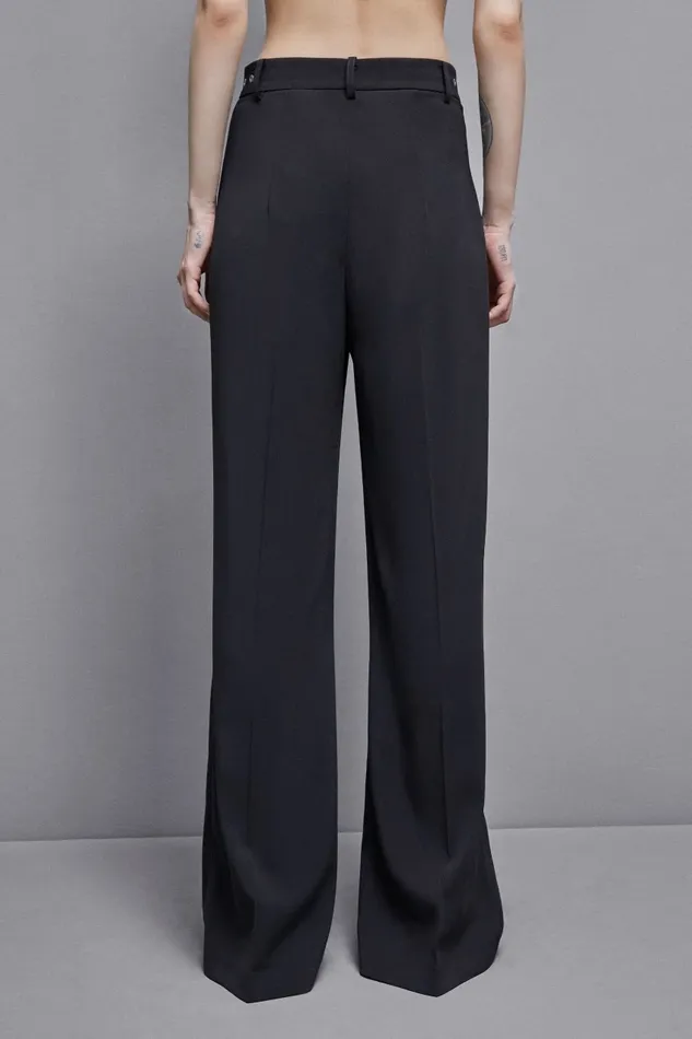 Patrizia Pepe Tailleur Essential Crepe PalazzoFit Pants Black 8211 Women