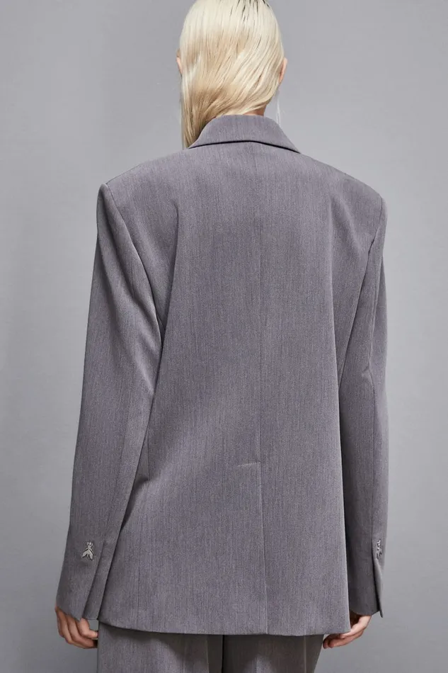 Patrizia Pepe Tailleur Essential Oversized Viscose Blazer Grey 8211 Women