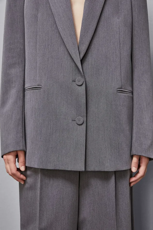 Patrizia Pepe Tailleur Essential Oversized Viscose Blazer Grey 8211 Women