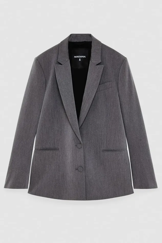 Patrizia Pepe Tailleur Essential Oversized Viscose Blazer Grey 8211 Women