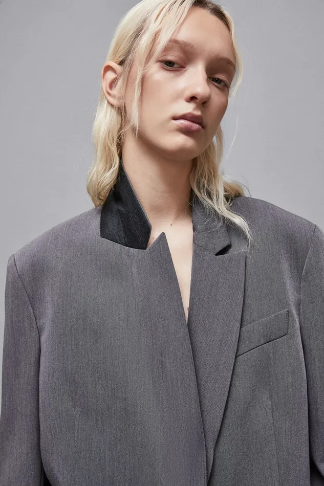 Patrizia Pepe Tailleur Essential Oversized Viscose Blazer Grey 8211 Women