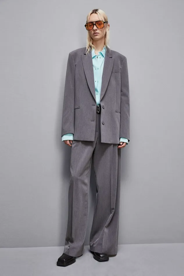 Patrizia Pepe Tailleur Essential Oversized Viscose Blazer Grey 8211 Women
