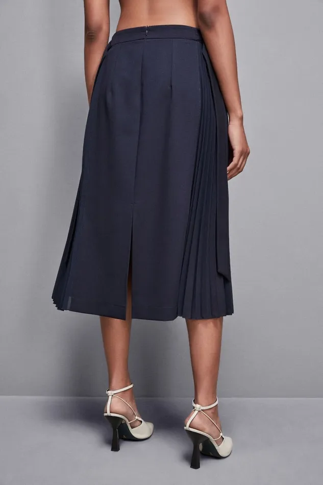 Patrizia Pepe Tailleur HighWaisted Midi Skirt In Gabardine Blue 8211 Women