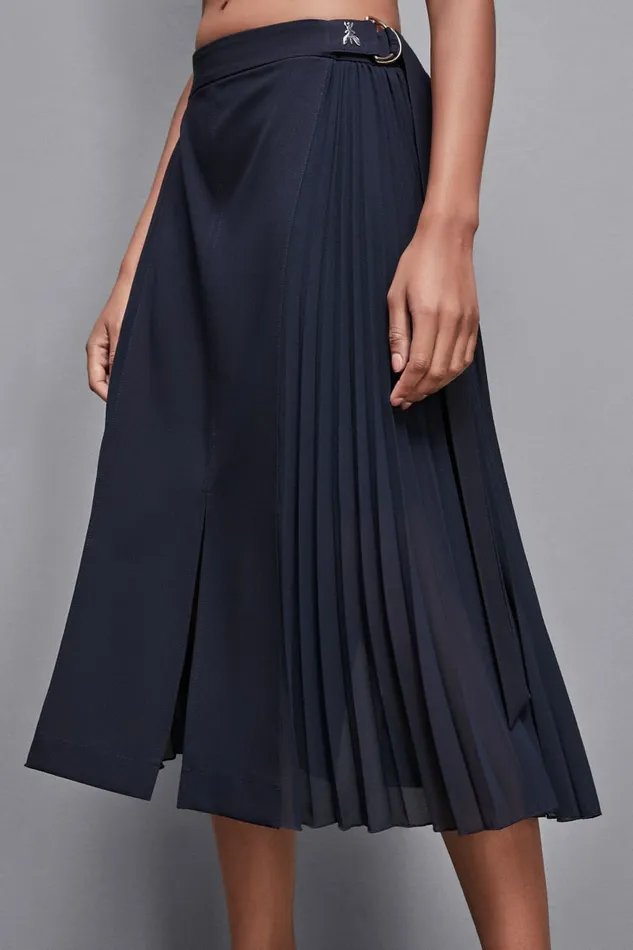 Patrizia Pepe Tailleur HighWaisted Midi Skirt In Gabardine Blue 8211 Women