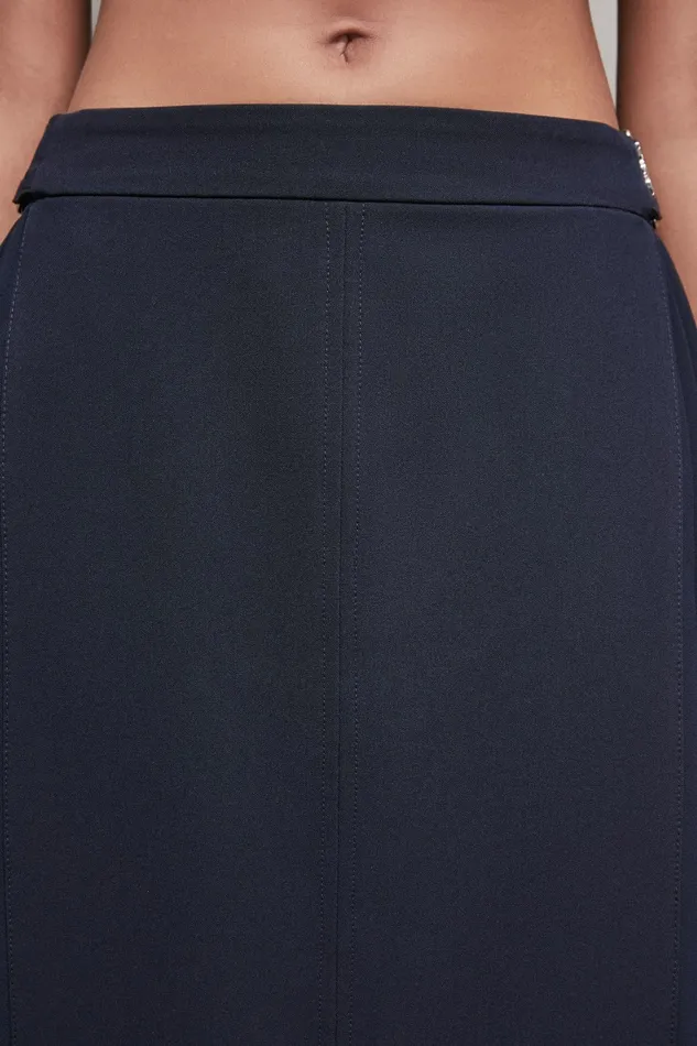 Patrizia Pepe Tailleur HighWaisted Midi Skirt In Gabardine Blue 8211 Women
