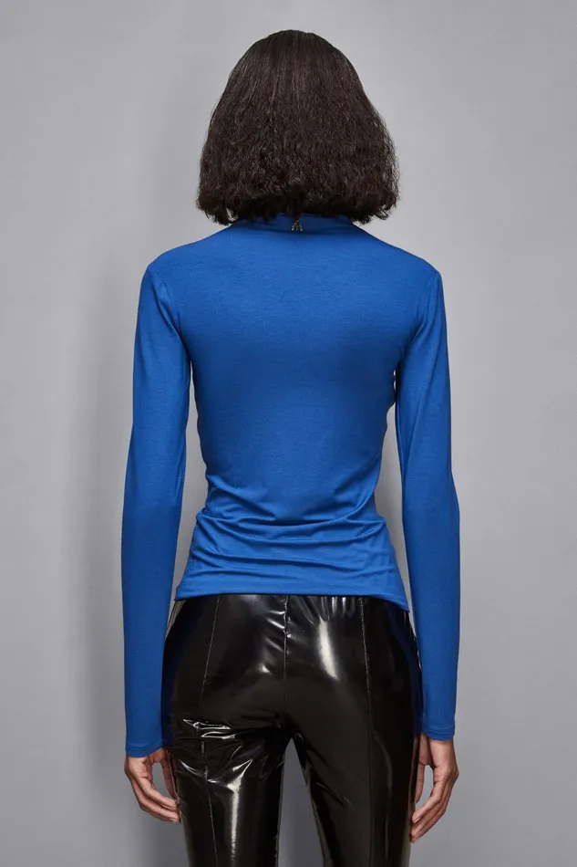 Patrizia Pepe Tops CutOut Sweater With Draping Blue 8211 Women