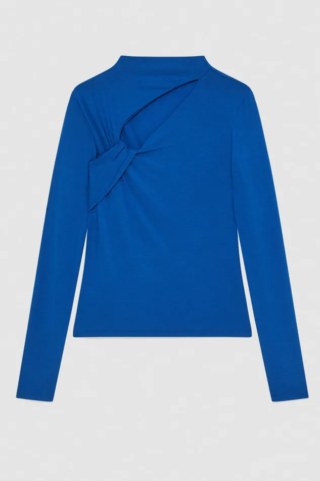 Patrizia Pepe Tops CutOut Sweater With Draping Blue 8211 Women