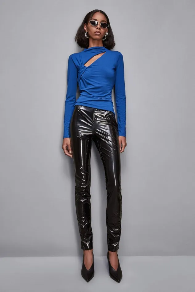 Patrizia Pepe Tops CutOut Sweater With Draping Blue 8211 Women