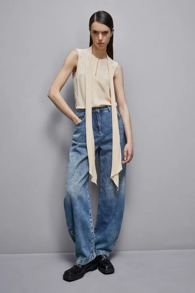 Patrizia Pepe Tops Essential Crepe Top Beige 8211 Women