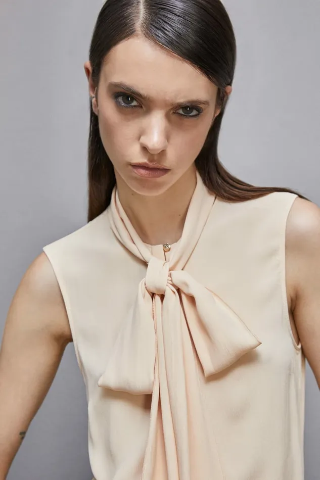 Patrizia Pepe Tops Essential Crepe Top Beige 8211 Women