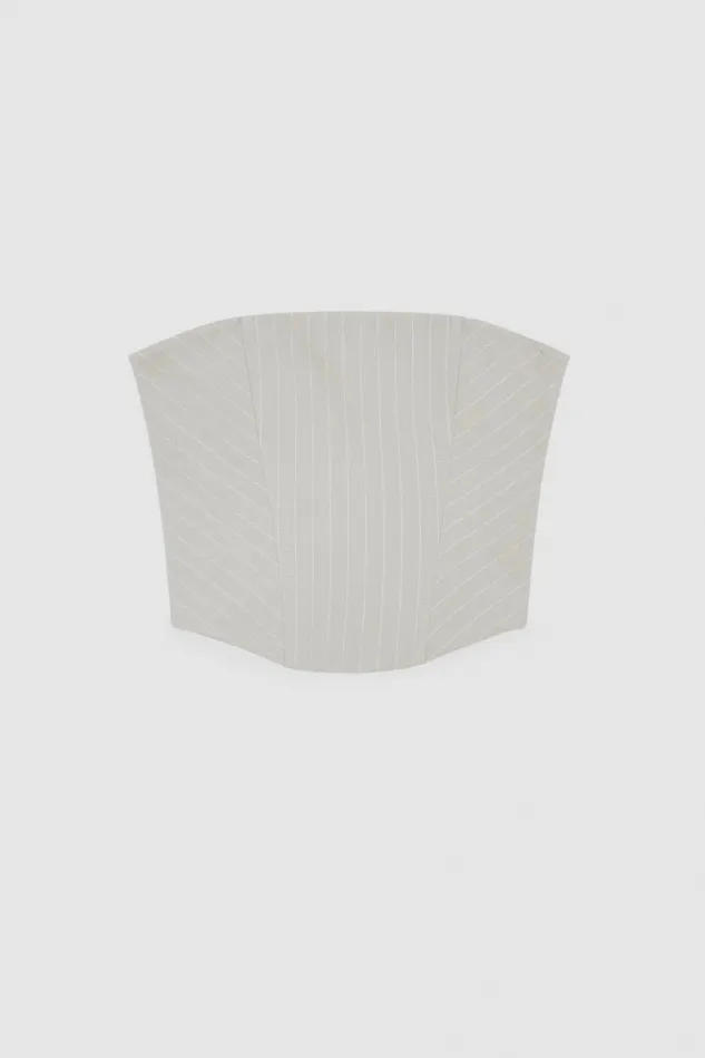 Patrizia Pepe Tops Flannel Pinstripe Bustier Top Grey 8211 Women