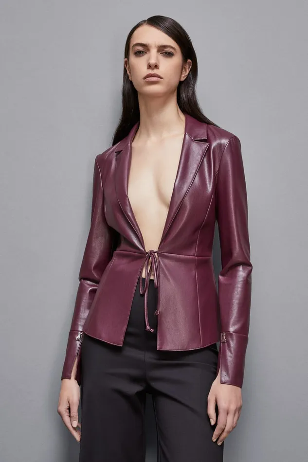 Patrizia Pepe Tops LeatherEffect Overshirt Jacket Red 8211 Women