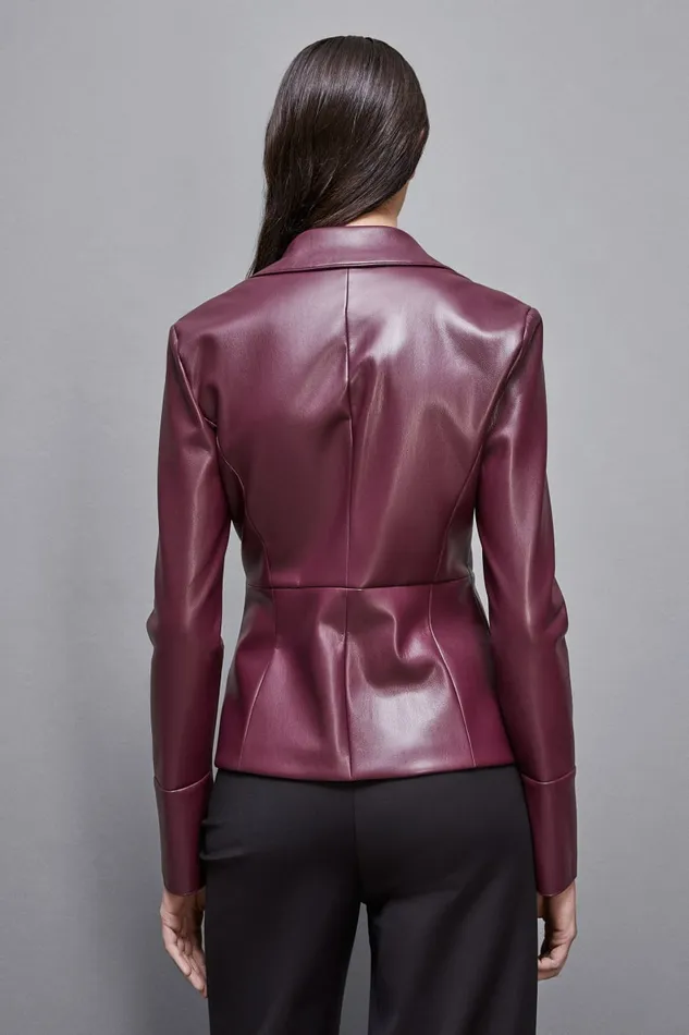 Patrizia Pepe Tops LeatherEffect Overshirt Jacket Red 8211 Women