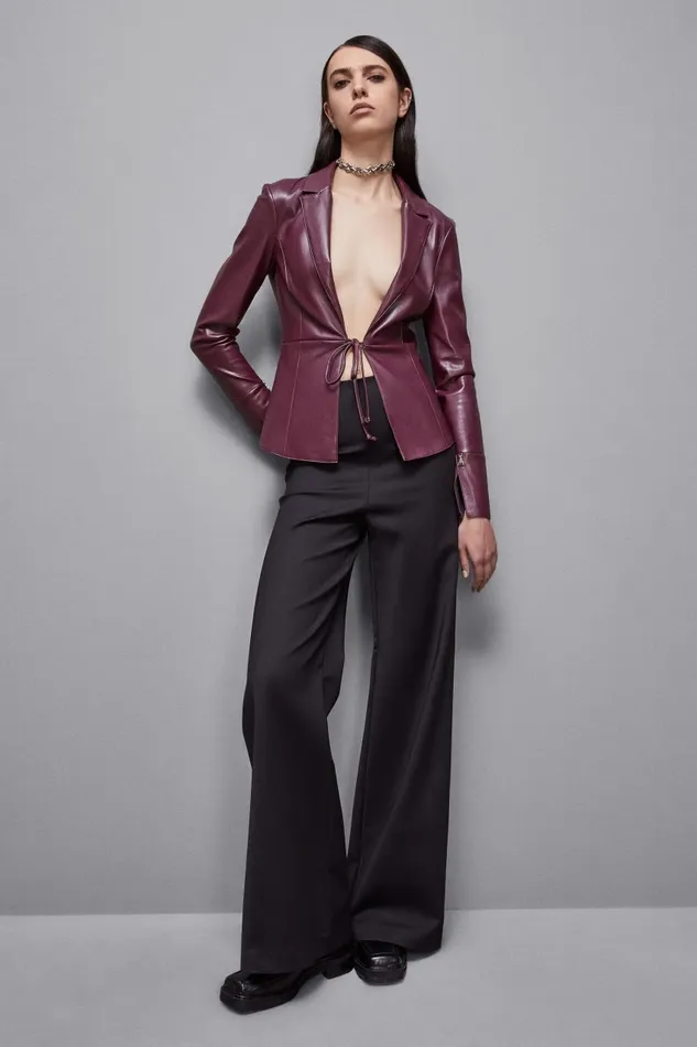 Patrizia Pepe Tops LeatherEffect Overshirt Jacket Red 8211 Women