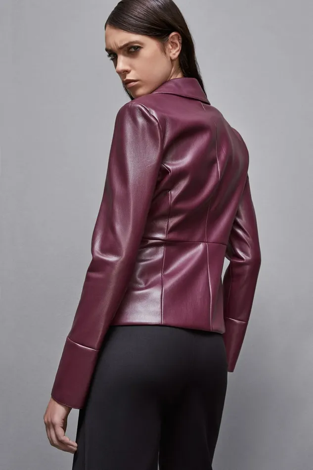 Patrizia Pepe Tops LeatherEffect Overshirt Jacket Red 8211 Women