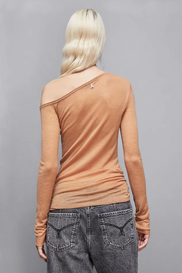 Patrizia Pepe Tops LongSleeved Wool Sweater Brown 8211 Women