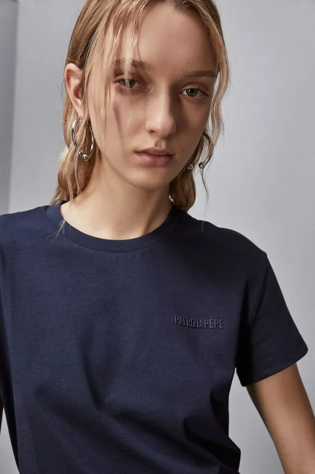 Patrizia Pepe Tops TShirt With Logo Blue 8211 Women