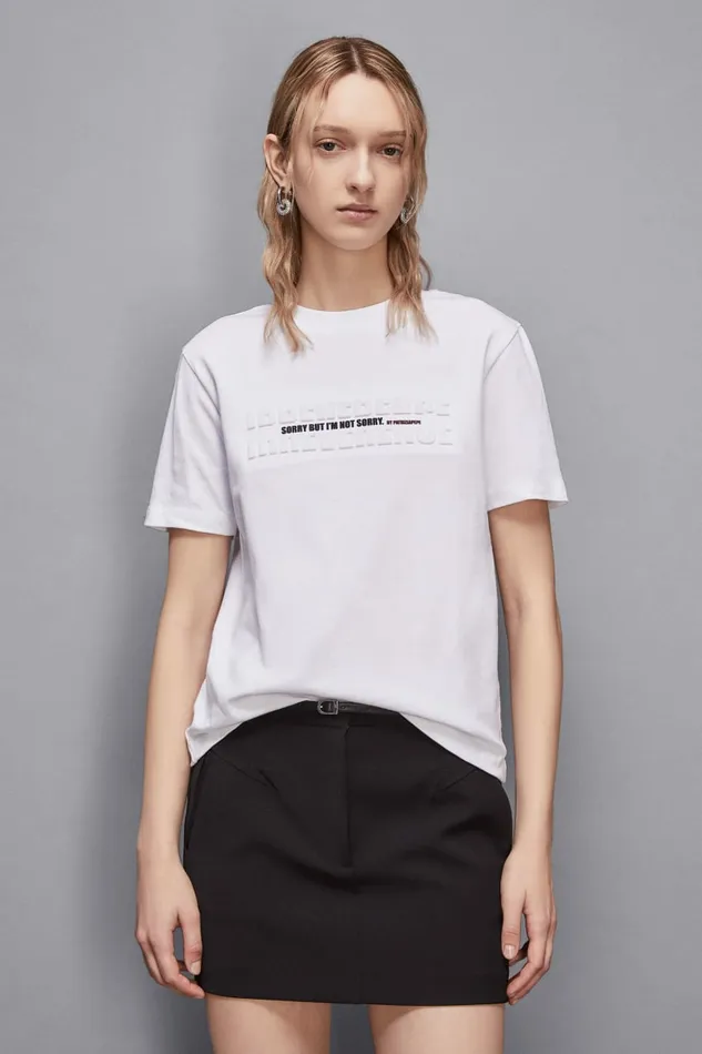 Patrizia Pepe Tops TShirt With Slogan White 8211 Women