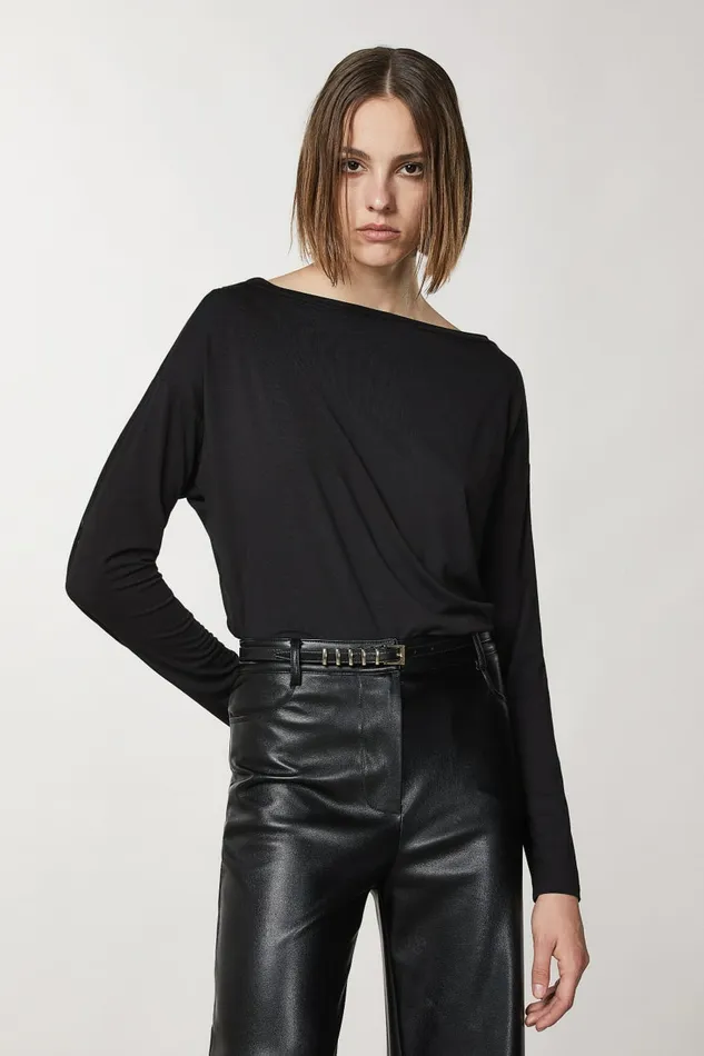 Patrizia Pepe Tops Viscose Sweater With Rhinestones Black 8211 Women