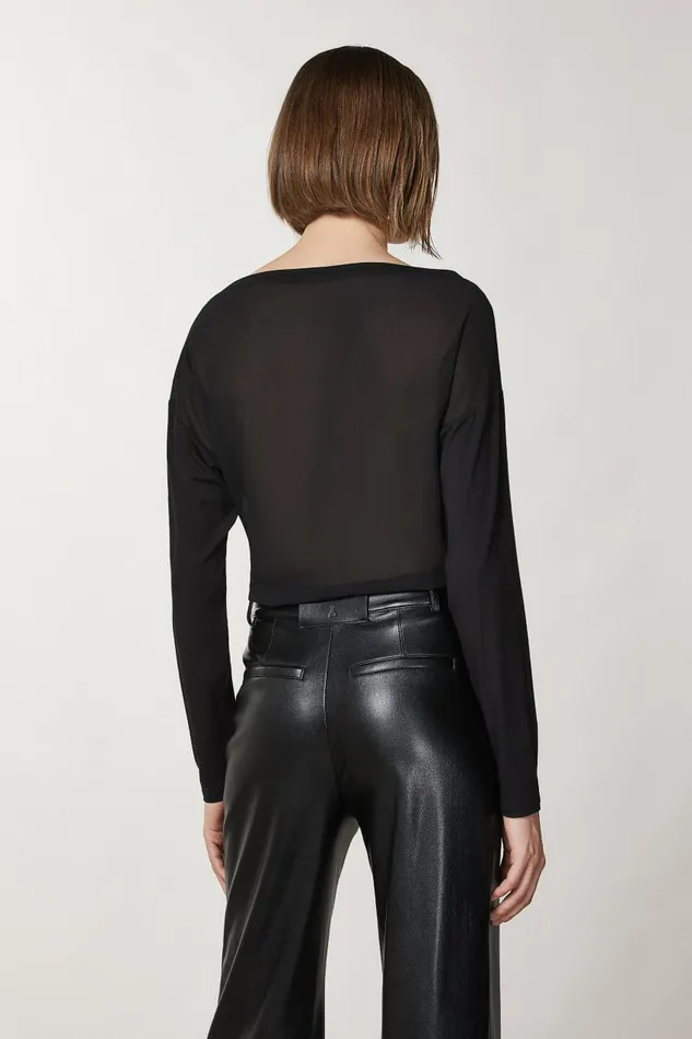 Patrizia Pepe Tops Viscose Sweater With Rhinestones Black 8211 Women