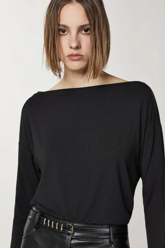 Patrizia Pepe Tops Viscose Sweater With Rhinestones Black 8211 Women