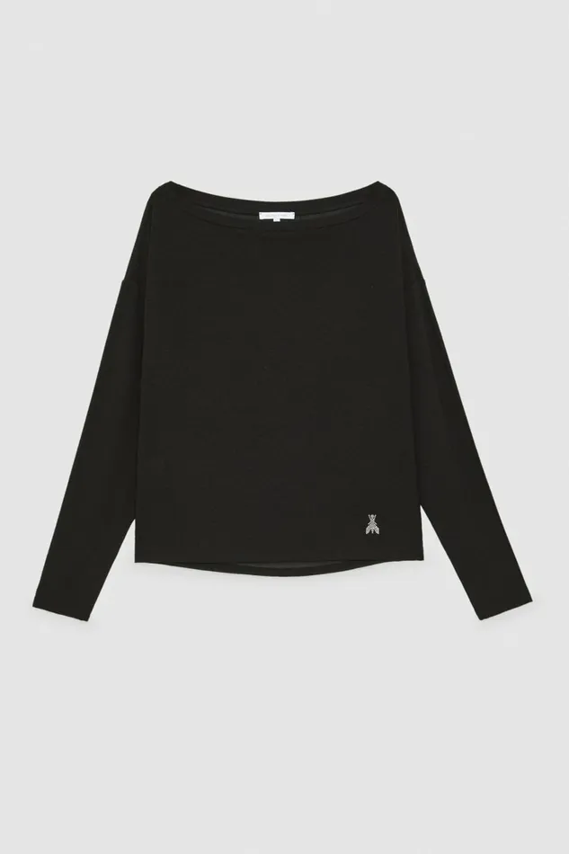 Patrizia Pepe Tops Viscose Sweater With Rhinestones Black 8211 Women