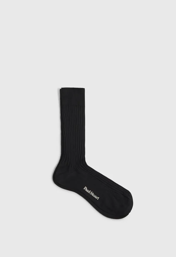 Paulstuart Classic Cotton Ribbed Sock Black Mens Socks