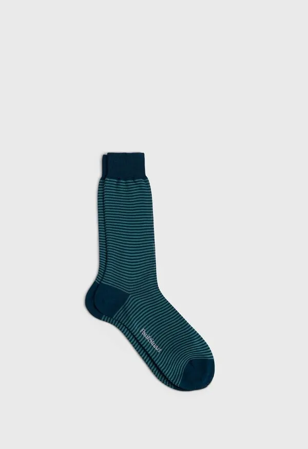 Paulstuart Socks Mens Cotton Horizontal Stripe Sock Green