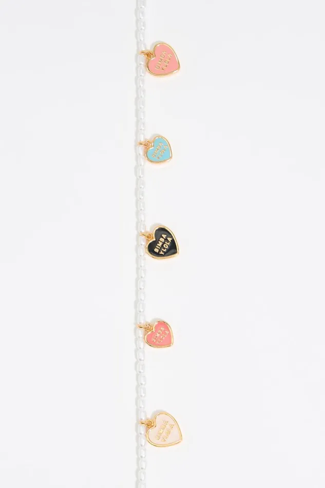 Pearl And Multicolor Heart Logo Necklace Gold Women Bimba Y Lola Necklaces Pearl And Multicolor Heart Logo Necklace Gold Women Bimba Y Lola Necklaces