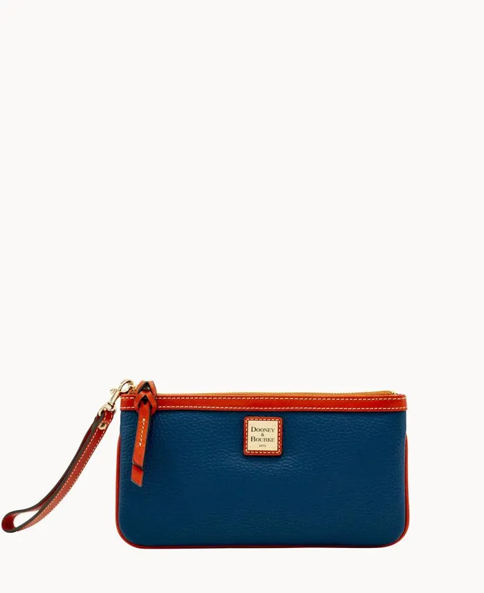 Pebble Grain Clutch Wristlet Midnight Blue ManWoman Dooney and Bourke Wallets
