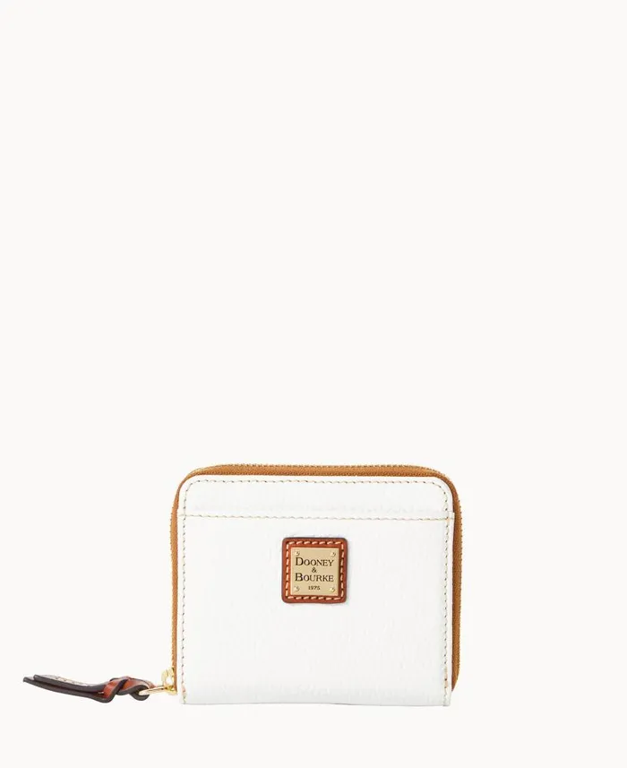 Pebble Grain Small Zip Around White ManWoman Dooney and Bourke Wallets