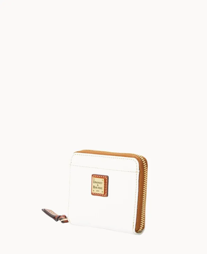 Pebble Grain Small Zip Around White ManWoman Dooney and Bourke Wallets