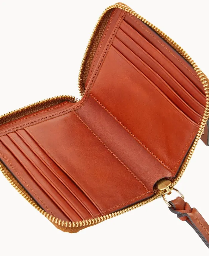 Pebble Grain Small Zip Around White ManWoman Dooney and Bourke Wallets