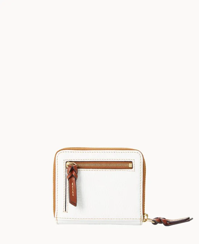 Pebble Grain Small Zip Around White ManWoman Dooney and Bourke Wallets