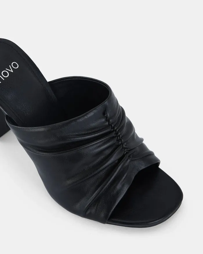 Peep Toes NOVO Shoes Women FREEZA BLACK Open Toe Heels