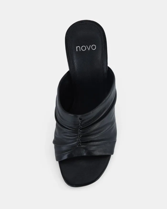 Peep Toes NOVO Shoes Women FREEZA BLACK Open Toe Heels